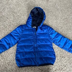 Boys Blue Puffer Zip Up Jacket with Hood Epic Threads Size 5